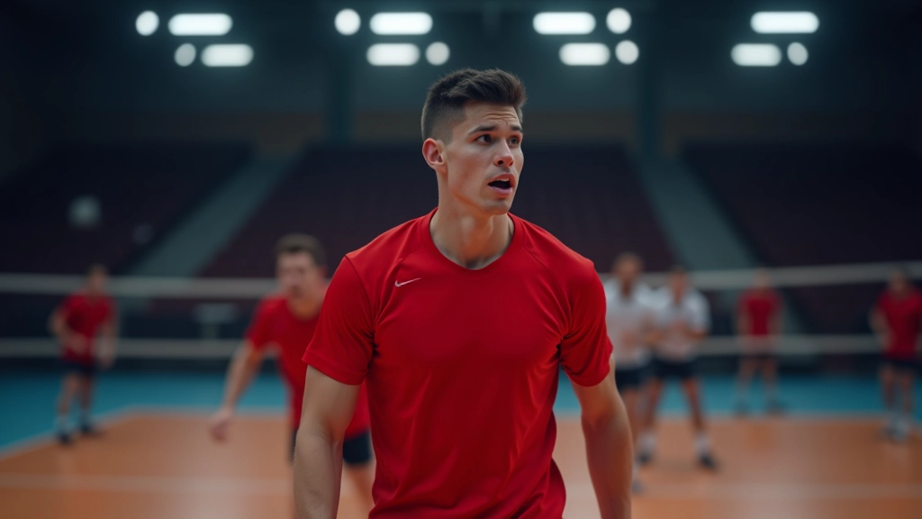 لاعب كرة طائرة يؤدي حركة هجوم من الخط الخلفي مع دقة عالية تحت ضغط اللعب